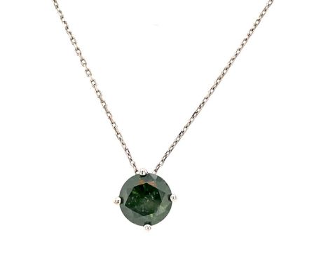 CHOKER NECKLACE IN 14K WHITE GOLD 2.06 GR PENDANT WITH DIAMONDS FOR 1.51 CARATS DEEP GREEN EXALTED COLOR - PND20411