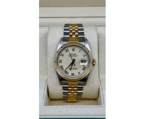 ROLEX BRAND MODEL (WATCH) DATEJUST 36 REFERENCE NUMBER 16233 AUTOMATIC CHARGING CASE MATERIAL GOLD/STEEL STRAP MATERIAL GOLD/