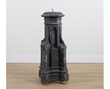 A 19TH CENTURY PORTLAND STONE GOTHIC REVIVAL FINIALWith lead sundial top, 101cm high