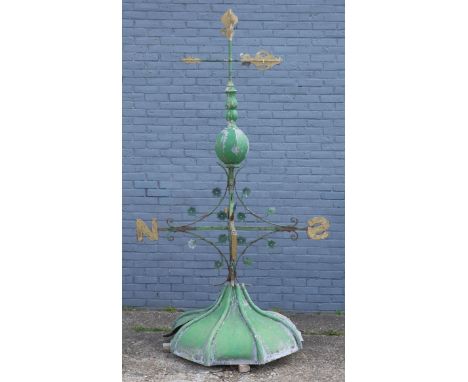 AN EARLY 20TH CENTURY POLYCHROME PAINTED WROUGHT AND CAST IRON WEATHER VANE148cm wide; 252cm high