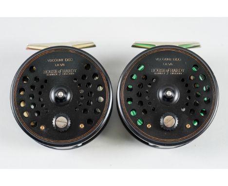 HARDY BROTHERS: TWO VISCOUNT DISK FLY REELS (2)Weight 5/6 with fly lines and casesCondition report; light use.&nbsp;
