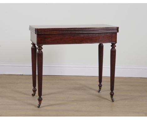 GILLOWS; A REGENCY MAHOGANY FOLD-OVER CARD TABLE80cm wide; 40cm deep; 80cm open; 74cm highOld marks and scratches present tow