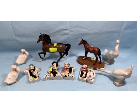 2 Nao geese and 2 ducks; a Beswick Bay Horse; a similar figure ''Arkle''; 4 Betty Boop resin figures 