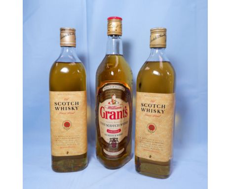 A bottle of William Grant's family reserve finest Scotch whisky 70cl 40%; two bottles of old Scotch whisky finest blend 70cl 