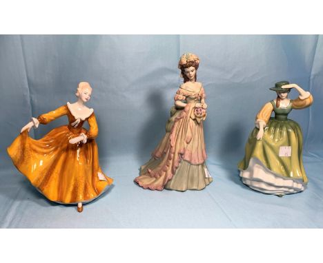 3 Royal Doulton figures - HN4783 Kirsty 2004, HN4805 Buttercup 2005, Coalport Age of Elegance Tapestry 1993 
