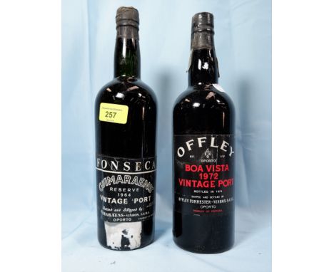 A bottle of Offley Boa Vista 1972 vintage port (level bottom of neck); a bottle of Fonseca Guimaraens reserve vintage port 19