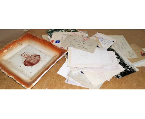 A selection of military letters and post cards and a ceramic wall hanging of General Sir Redvers Butler V.C. 