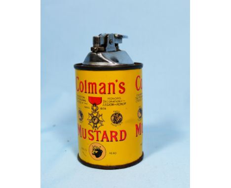 A vintage ''Colman's Mustard'' table lighter &amp; a boxed Zippo lighter 