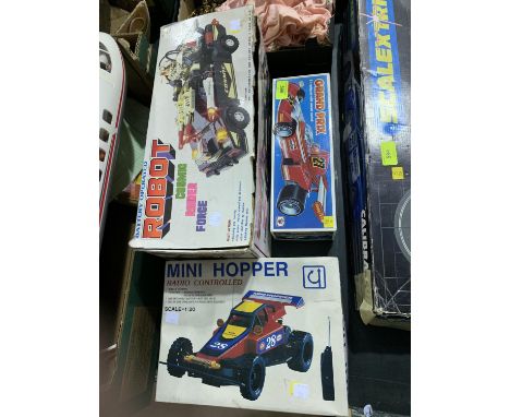 A Vintage Grand Prix boxed racing car, Robot cosmic racer 2 mini Hoppers etc. 