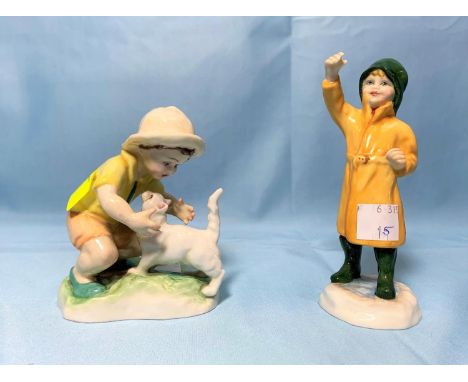 2 Royal Worcester china figures by F.G. Doughety "Fisherman" &amp; "Christopher" 