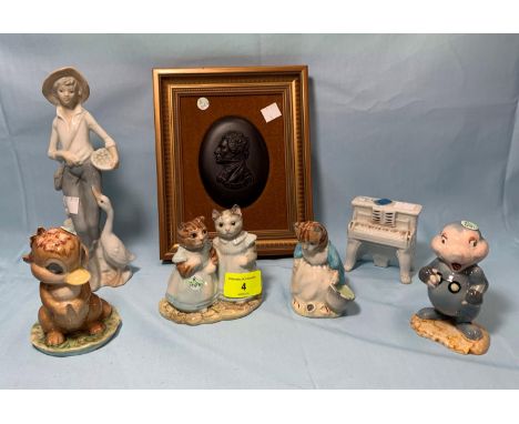 2 Royal Albert Beatrix Potter figures ''Mittens &amp; Moppet", "Ribby &amp; Pan"; 2 other Beswick figures with gold back stam