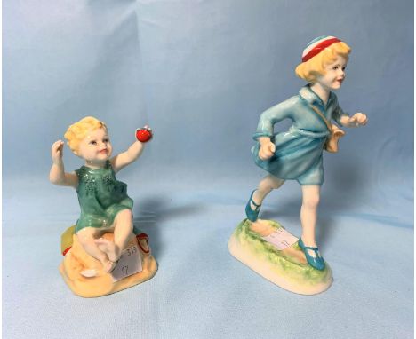 2 Royal Doulton Worcester china figures "Hometime" &amp; "Sunshine Days" 
