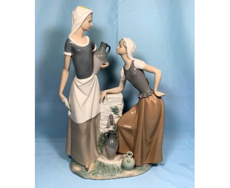 A large NAO group - 2 females with water jugs at a well, gossiping 