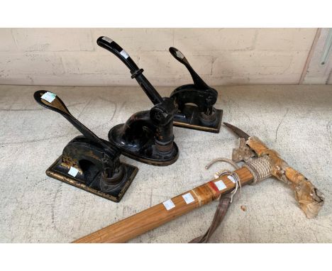 3 Victorian address stamps &amp; an ice axe 