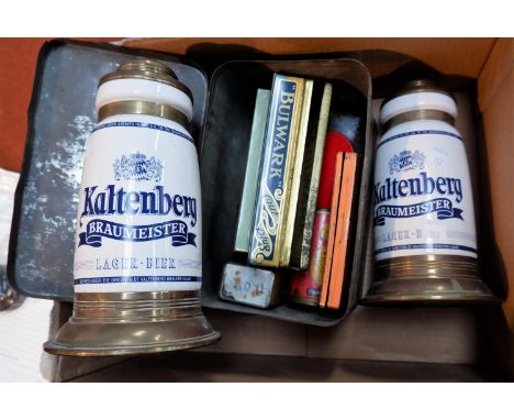 2 Kultenberg large pump heads; a collection of vintage tins 