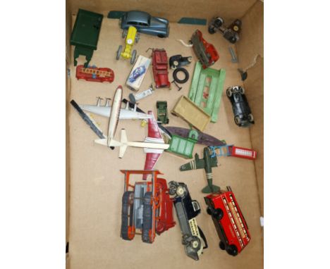 A selection of vintage toy cars including clockwork; various model planes etc 