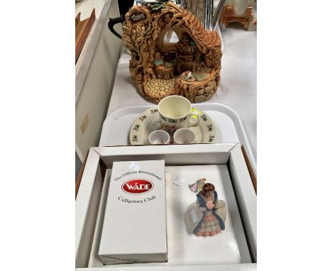 A boxed Wade Beauty &amp; the Beast figures; a Pendelfin Toy Shop; a Royal Stafford Noddy mug and plate; 2 Rupert egg cups 