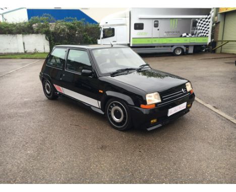A 1987 Renault 5 GT Turbo 2, registration number E742 YNT, black. The 5 GT Turbo was a rival to Peugeot's 205 GTi and Volkswa