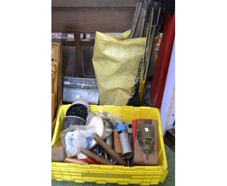 Tools- wooden planes; Coles Cranes tools box; camping stove; blow torch, Stuart Turner Limited pump, chimney sweeping equipme