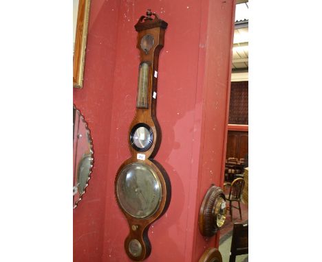 A 19th century mahogany barometer, swan neck, c.1800