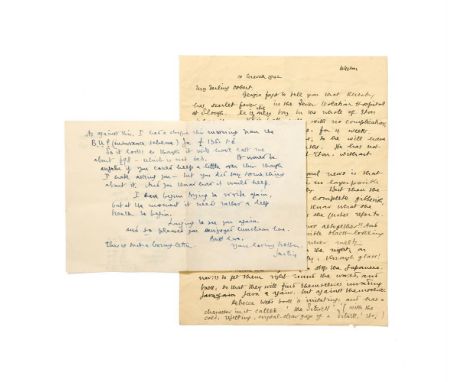 SACHEVERELL SITWELL.  (1897 - 1988).  Two Autograph Letters to Osbert Sitwell, Weston Hall, 1942 -1961.   Two Autograph lette