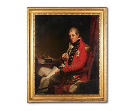 AFTER THOMAS PHILLIPSPORTRAIT OF GENERAL LORD HUTCHINSON OF ALEXANDRIA HOLDING A MAP OF EGYPTOil on canvasLater inscribed 'Ge