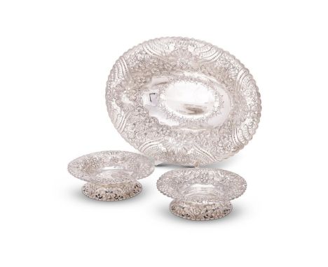 A SUITE OF THREE LATE VICTORIAN SILVER BASKETS BY MARTIN, HALL & CO. (RICHARD MARTIN & EBENEZER HALL), SHEFFIELD 1892, REG. N