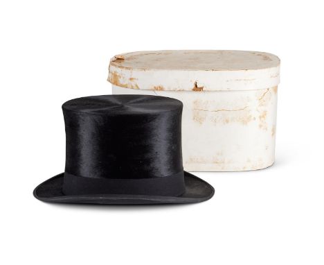 AN ANDRE'S SUPERFINE BLACK SILK TOP HATANDRE & CO., HATTERS, 163 PICCADILLYThe interior bearing the initials S.S. for Sacheve