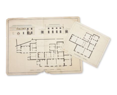 Ɵ AN ARCHITECTURAL DRAWING OF THE CHIEF SECRETARY'S LODGE, PHOENIX PARK, DUBLINPencil, ink and watercolourInscribed to the fr