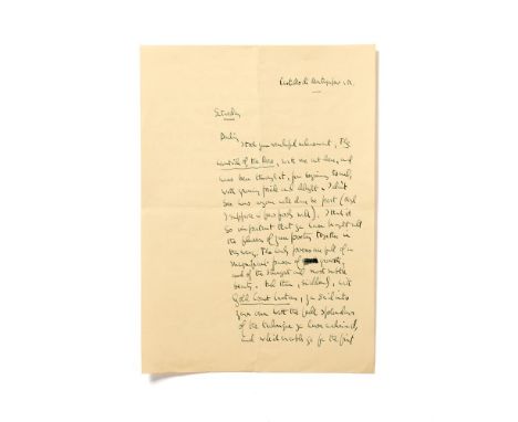 OSBERT SITWELL. (1892 - 1969).  Autograph Letter to Edith Sitwell, Montegufoni, (c. 1949).   An Autograph Letter from Osbert 