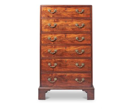 A GEORGE III MAHOGANY SECRETAIRE CHESTCIRCA 1800The top two drawer fronts enclosing a fitted interior with drawers and pigeon