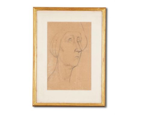 λ NINA HAMNETT (BRITISH 1890-1956)PORTRAIT OF EDITH SITWELLBlack crayon Signed with initials and dated 18 (lower right)38 x 2
