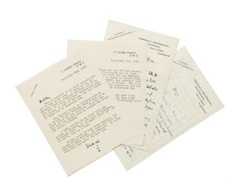 OSBERT SITWELL.  (1892 - 1969).  Four Letters to Edith Sitwell.  Two ALS. and Two TLS., 1951-1953.  comprises:  the first let