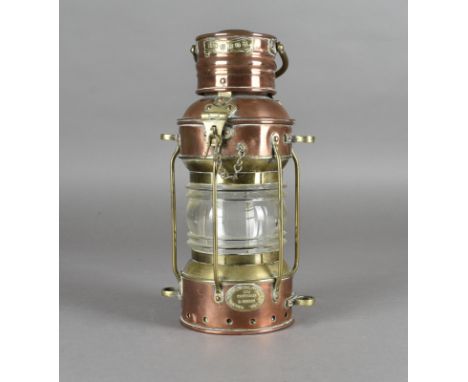 An Imray, Laurie, Norie and Wilson Ltd brass and copper 'Anchor' ship's lantern, 29 cm high 