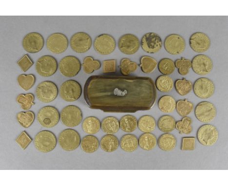 A collection of 19th Century gaming counters, in memory of the good old days, including a collection with registration marks 