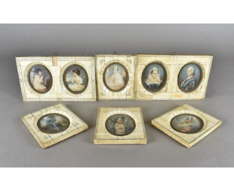 A group of eight 19th Century portrait miniatures,  after various originals, including Mary Queen of Scots, Queen Victoria, G
