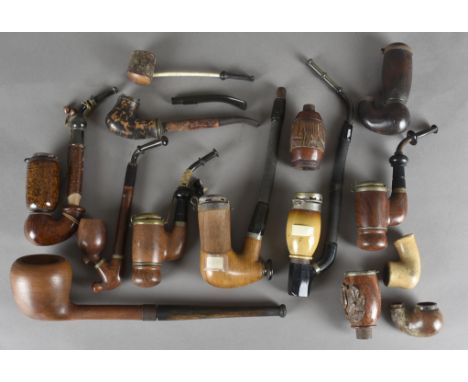 A briar estate pipe, with rusticated bowl and acrylic mouth piece, marked to stem A Metz Origine, together with a quantity of
