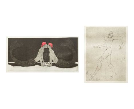 Louise GABRIEL (XX) Daddy long legs Hand-coloured etching, signed limited edition 32/89, plate size 40cm x 30cm, together wit