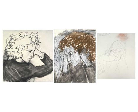 Sheila OLINER (1930-2020) Three Original Works  A charcoal and a mixed media portrait of fellow artist, Rachael Levine, each 