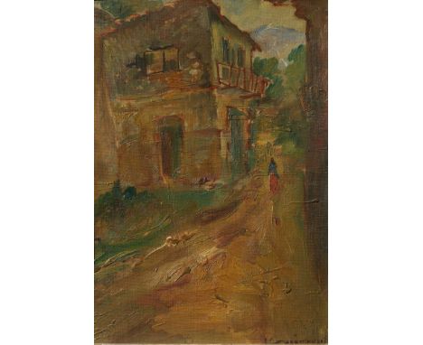 Yiannis SPYROPOULOSGreek, 1912-1990Path through the villageoil on canvas laid down on cardboardsigned lower right36.5 x 25 cm