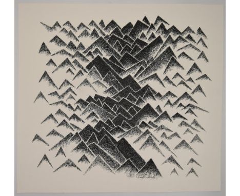 TREVOR FRANKLAND (British 1931-2011).

Signed print unnumbered and maybe unique. Mountains. H.67 W.73.5cm 