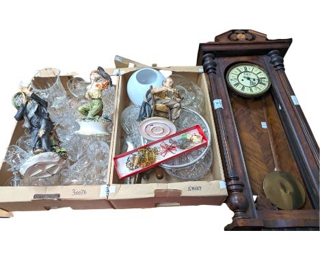 Three Capodimonte figures, vintage christmas decorations, wall clock,collection of glassware, Sankyo Dualux-2000H projector, 