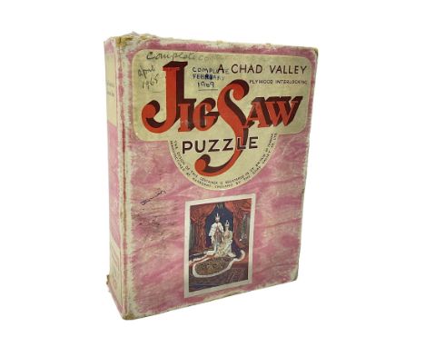 Chad Valley wooden jigsaw, 'Their Majesties in Coronation Robes', boxedCondition Report:Completeness not checked