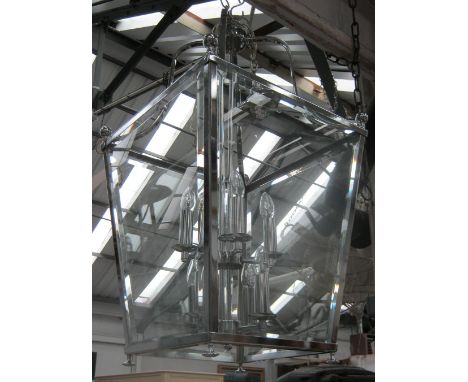 HALL LANTERN, with bevelled glazed sides, approx 90cm H.