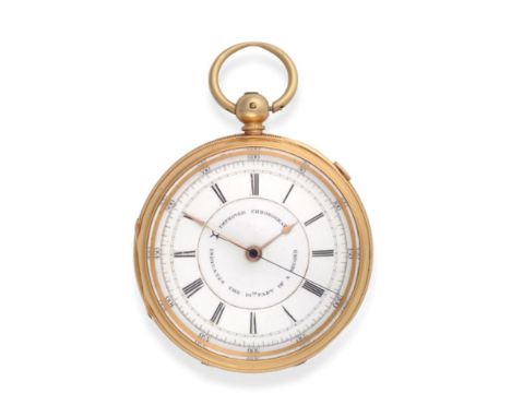 An 18ct Gold Open Faced Chronograph Pocket Watch, signed Marks Wolfe, 19 St James St, Accrington, 1878, lever movement signed