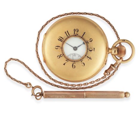 An 18ct Gold Half Hunter Keyless Pocket Watch, signed West &amp; Son, Dublin, 1905, lever movement signed and numbered 14041,