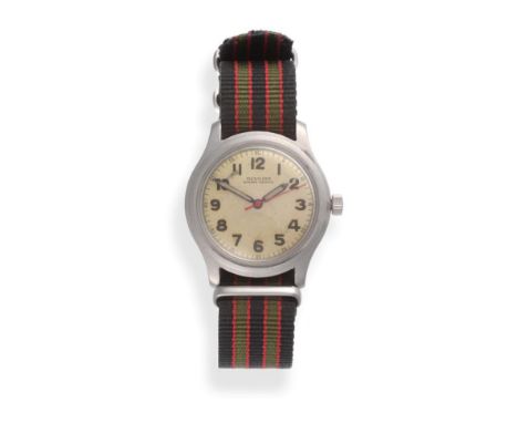 A Stainless Steel US Army Centre Seconds Wristwatch, signed Glycine, Bienne-Geneve, circa 1950, (calibre 49) lever movement s