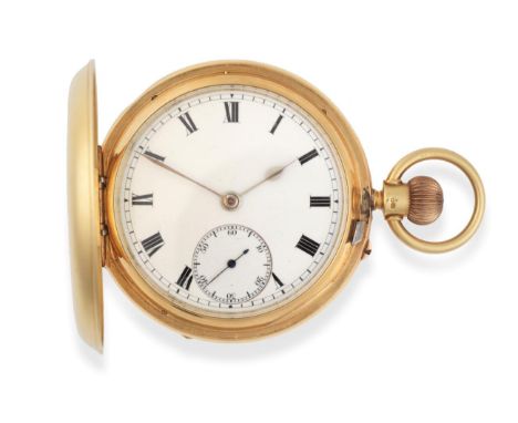 An 18ct Gold Full Hunter Keyless Pocket Watch, circa 1905, lever movement, bimetallic balance with blued overcoil hairspring,