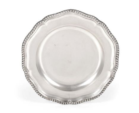 A Victorian Silver Dinner Plate, James Garrard, London 1888, shaped circular with gadroon border in the George III style, 25c