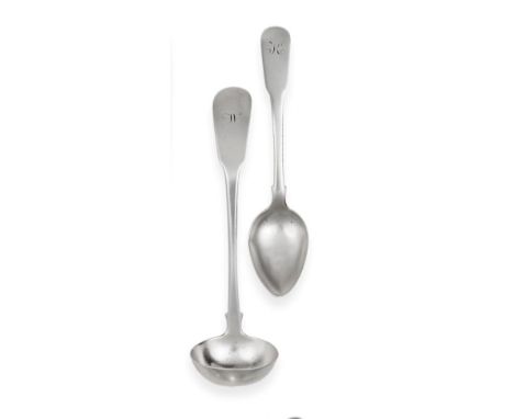 A Scottish Provincial Silver Fiddle Pattern Toddy Ladle, John Lindsay, St. Andrews, mid 19th Century, also struck HW, initial